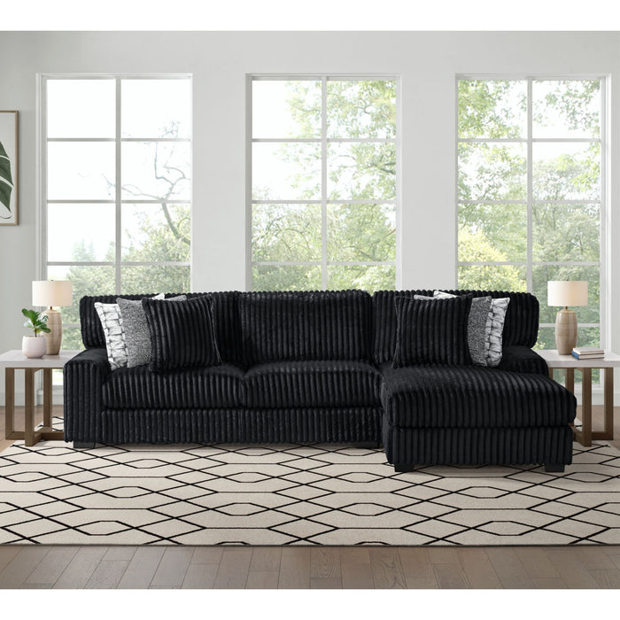 Nightfall LHF Loveseat in Grand Cord Black with 4 Pillows 20" (2 Winkin Walnut, 2 Nod Walnut)