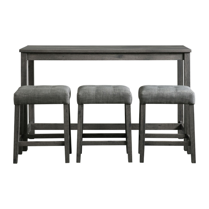 Oak Lawn Charcoal Grey Bar Table Single Pack (Table + 3 Grey Fabric Stools)