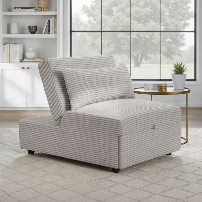 Pluto Chair with kidney pillow, Klik Klak and Pop up in Coronado Grey