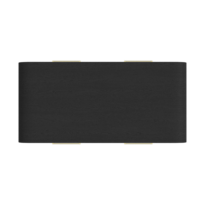 Ridgemont Coffee Table with Casters/Push Through Drawer in Black with Grain