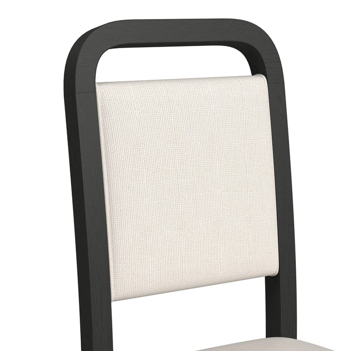 Ridgemont Dining Side Chair with White Fabric in Black with Grain (2 Per Carton)
