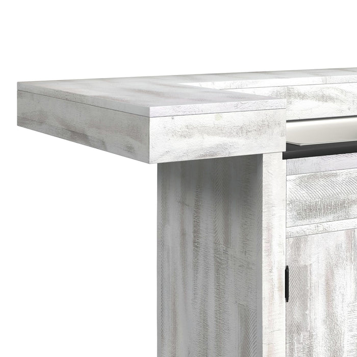 Rogen Rustic Bar Table with Ice Tray, USB and Power in Rustic White