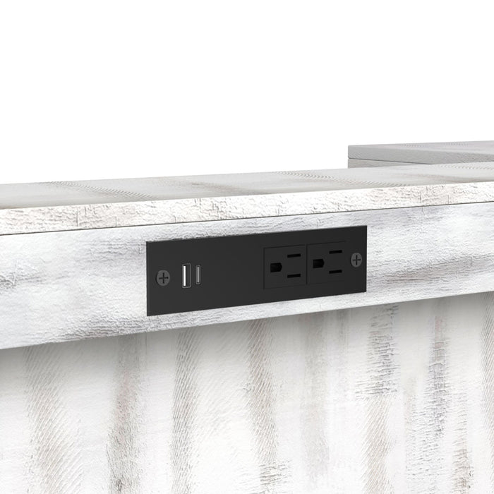 Rogen Rustic Bar Table with Ice Tray, USB and Power in Rustic White