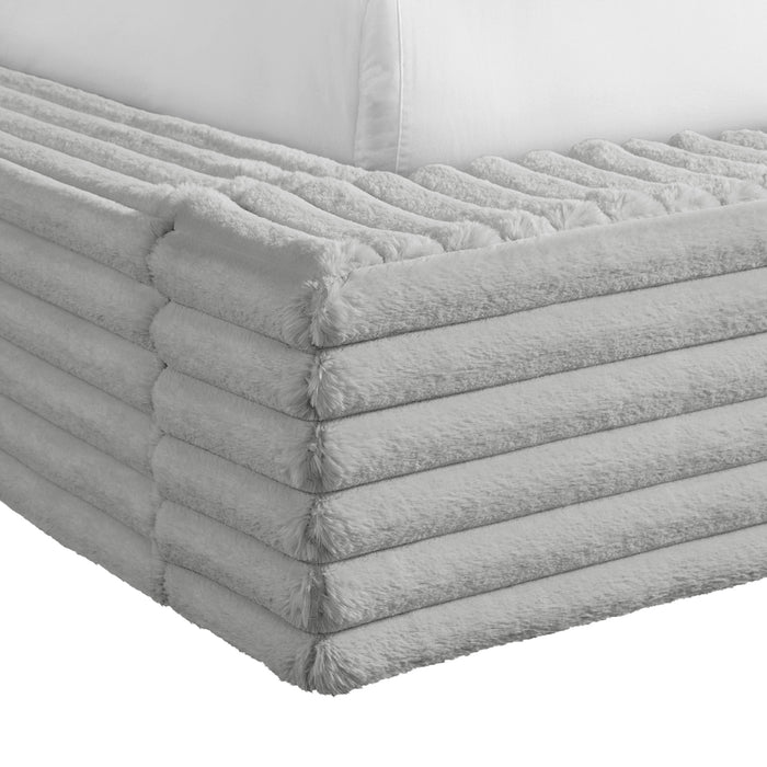 Rosebery UPH Bed with 2 Pillows in Light Grey Corduroy