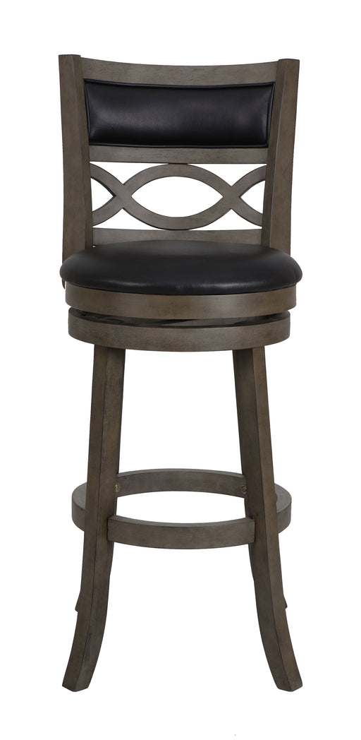 Manchester 29" Bar Stool W/Black Pu Cushions-Gray