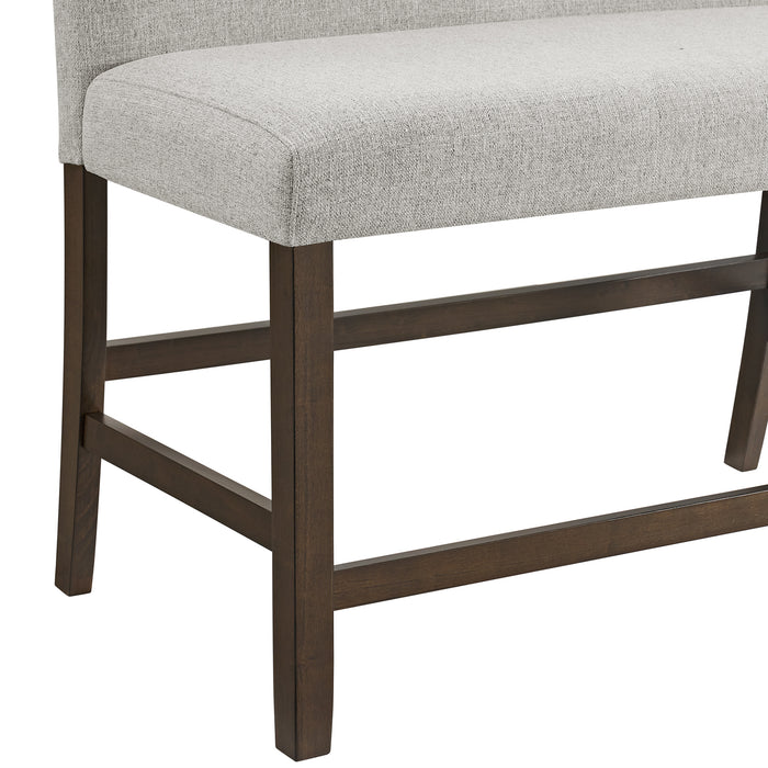Seneca Counter 3PC Corner Bench with Grey Fabric in Brown