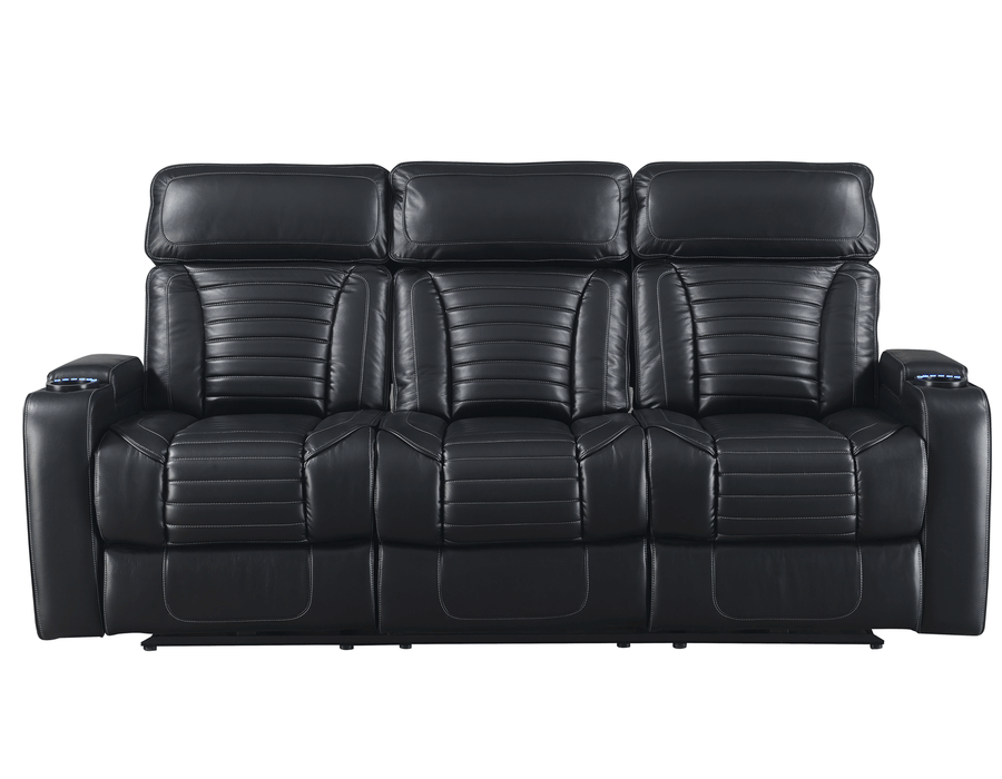 Steve Silver Lavon Dual Power Leatherette Reclining Sofa in Midnight