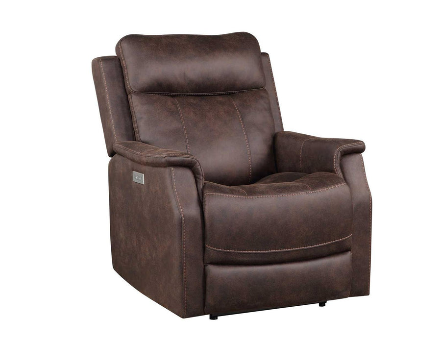 Steve Silver Valencia Dual Power Leatherette Recliner in Walnut image