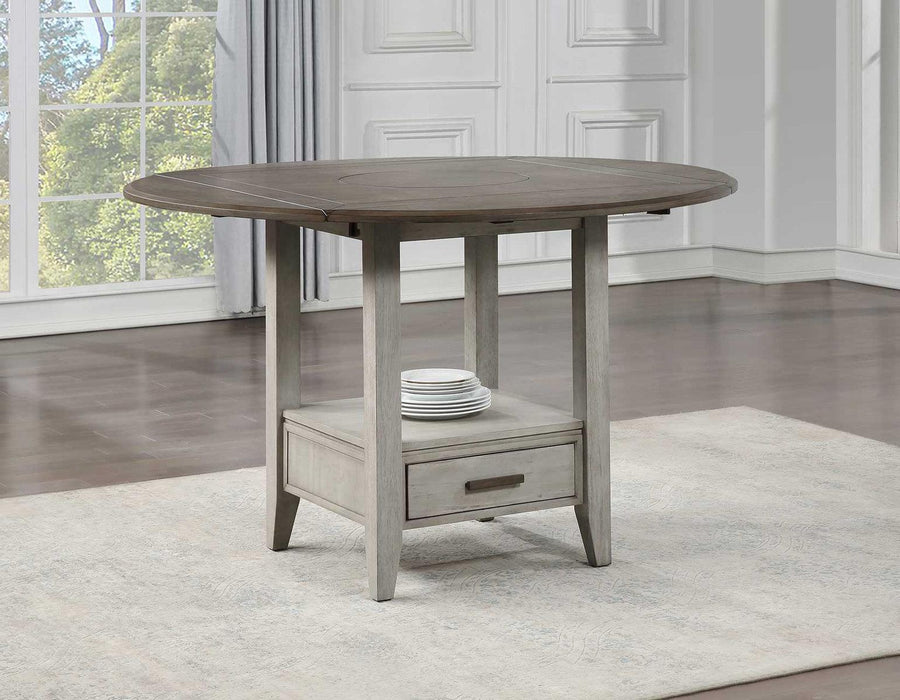 Steve Silver Abacus Round Drop Leaf Storage Table in Smoky Alabaster