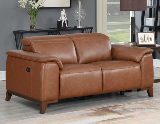 Steve Silver Bergamo Dual-Power Leather Reclining Loveseat in Mocha image