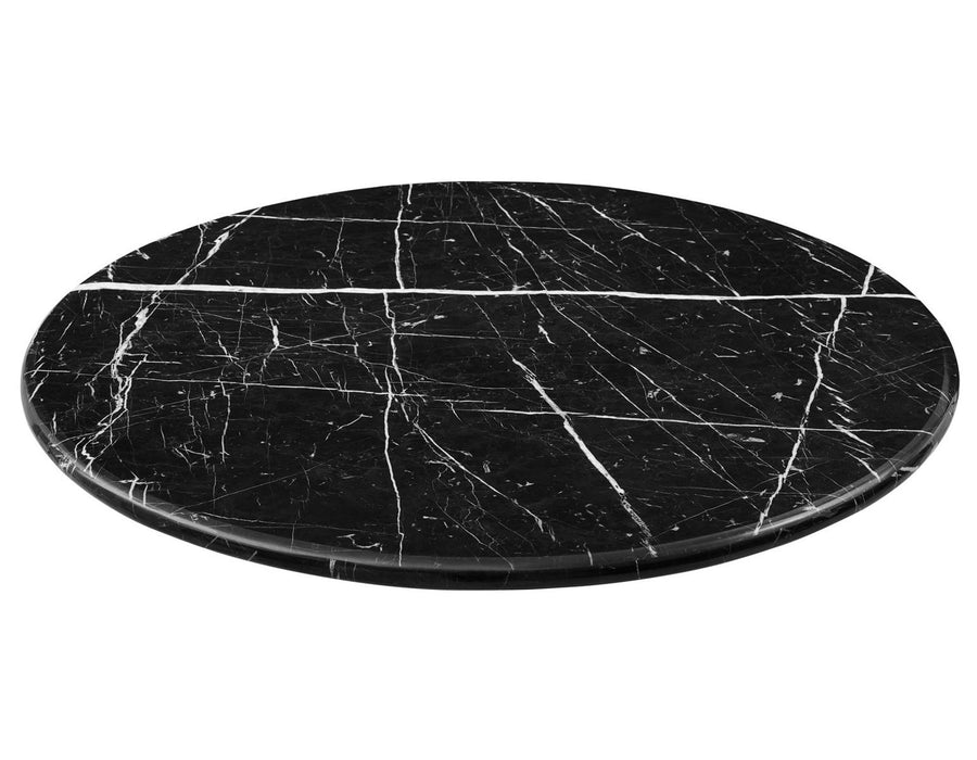 Steve Silver Colfax Round Black Marquina Marble Top Dining Table in Black