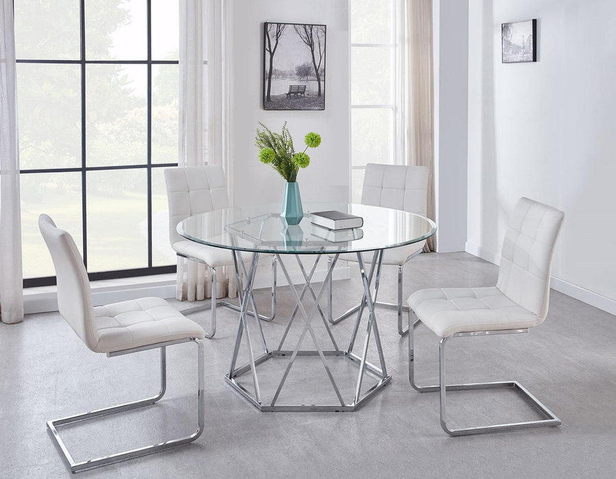 Steve Silver Escondido Round Dining Table in Chrome