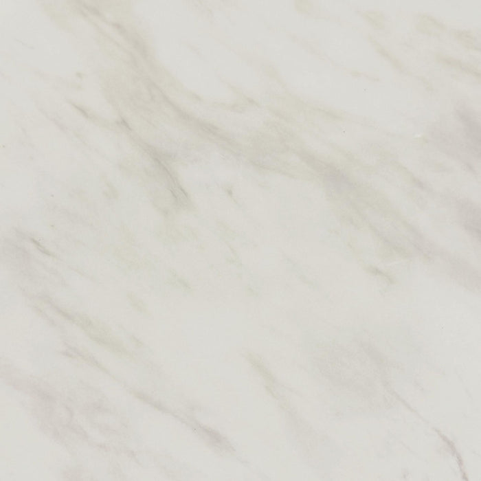 Sylvie Round End Table with White Faux Marble Top and Base in Dark Brown