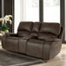 Brookings Console Loveseat W/Pwr Hr & Fr-Brown