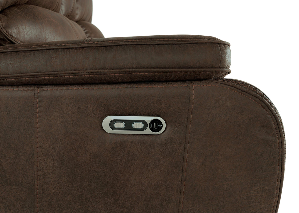 Brookings Console Loveseat W/Pwr Hr & Fr-Brown