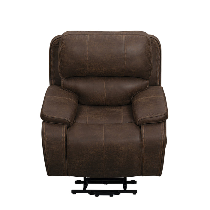 Brookings Power Lift Recliner W/ Heat & Massage-Brown