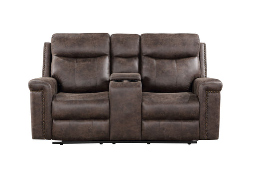 Quade Console Loveseat W/ Dual Recliners-Mocha