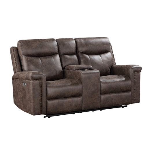 Quade Console Loveseat W/ Pwr Fr-Mocha