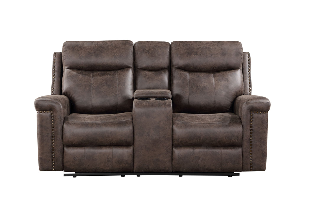 Quade Console Loveseat W/ Pwr Fr-Mocha