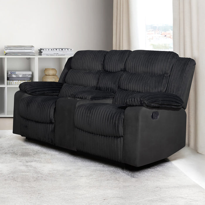 Willow Console Loveseat W/ Dual Recliners-Black