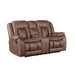 Morello Console Loveseat W/ Dual Recliners-Brown