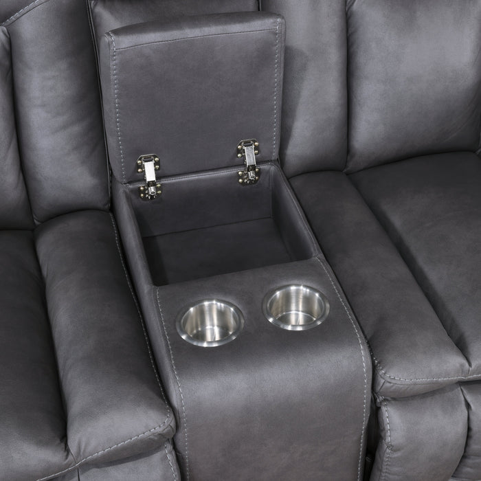 Morello Console Loveseat W/ Dual Recliners-Gray