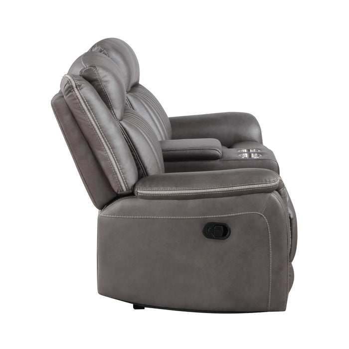 Enzo Console Loveseat W/ Dual Recliners--Gray