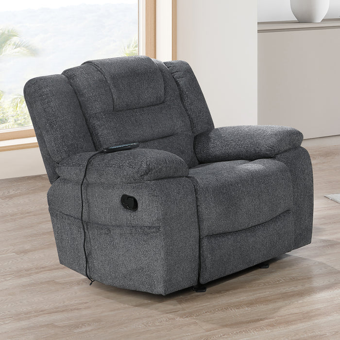 Redondo Glider Recliner W/Heat And Massage-Dk Gray