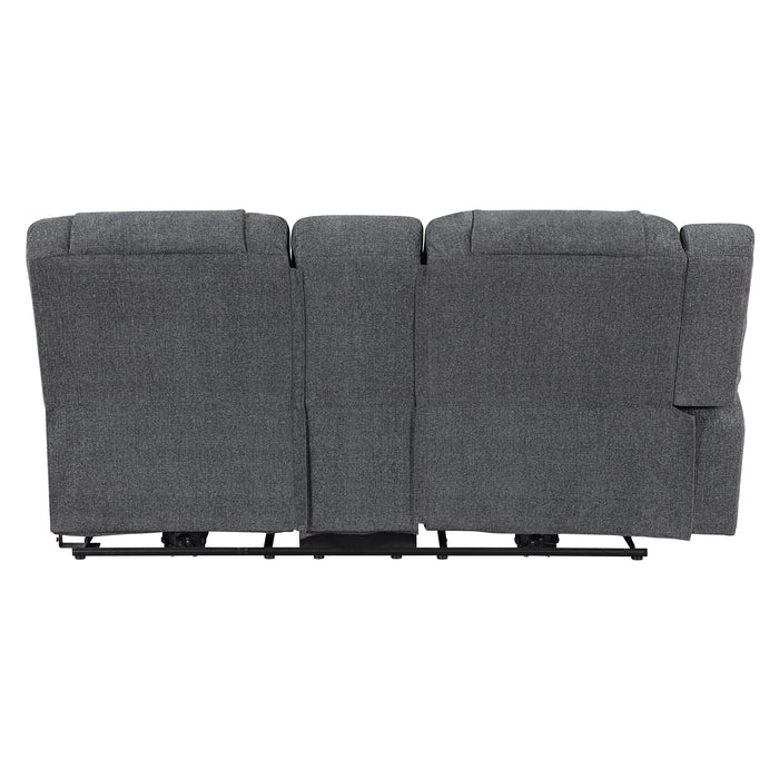 Redondo Laf Console Loveseat W/ 2 Recliners Pwr Fr-Dk Gray