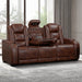 Chester Reclining Sofa W/Pwr Hr & Fr-Brown