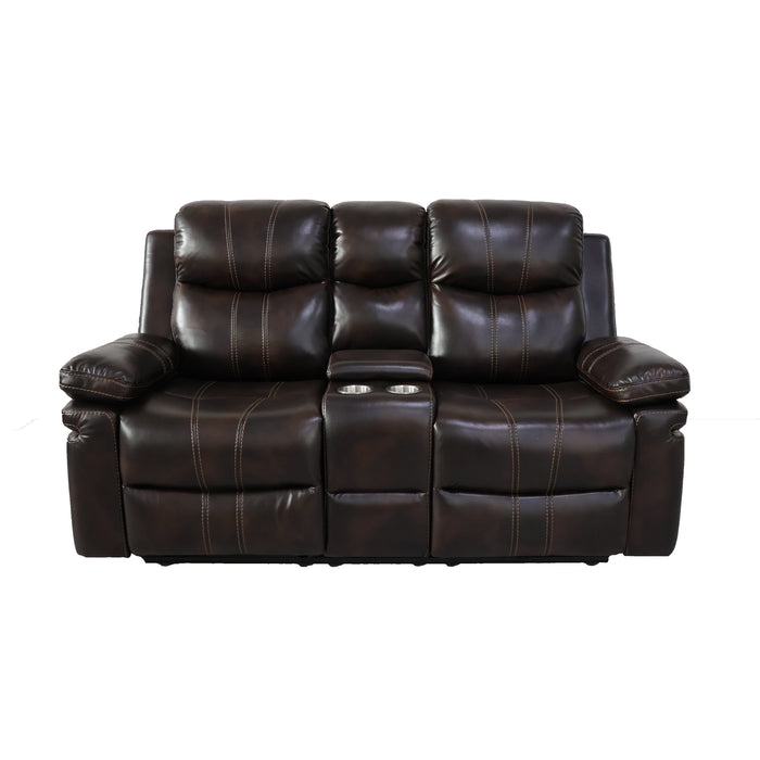 Kellen Console Loveseat W/ Pwr Fr-Brown