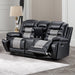 Nikko Console Loveseat W/ Dual Recliners-Black/Gray