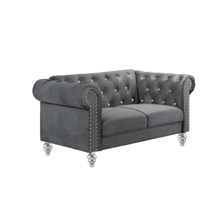 Emma Crystal Loveseat-Gray