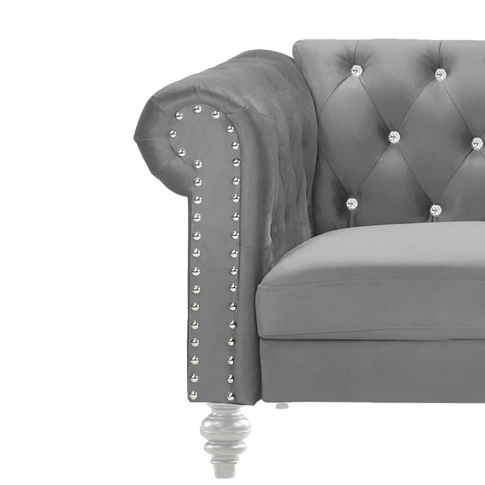 Emma Crystal Loveseat-Gray