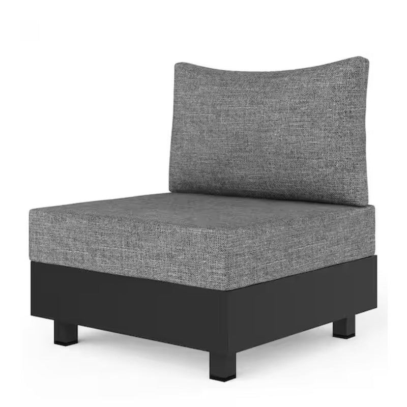 Patio Sectional Set With Modular Armless Chairs And Coffee Table - Gray
