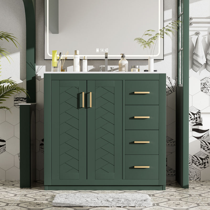 Bathroom Vanity With Sink Combo, Storage Cabinet, Freestanding Set With 3 Drawers & Soft Closing Doors