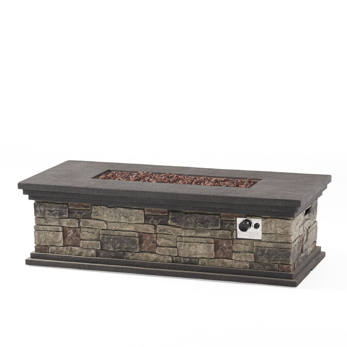 Contemporary Rectangle Fire Pit 50, 000 Btu Magnesium Oxide - Stone Gray