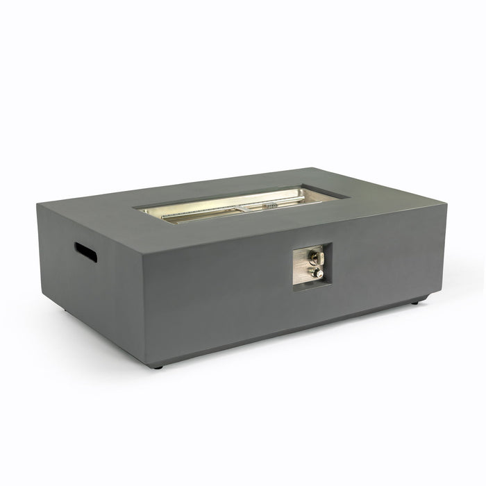 Volon - Rectangular Fire Pit Table, Propane Powered, 50,000 BTU - Light Gray