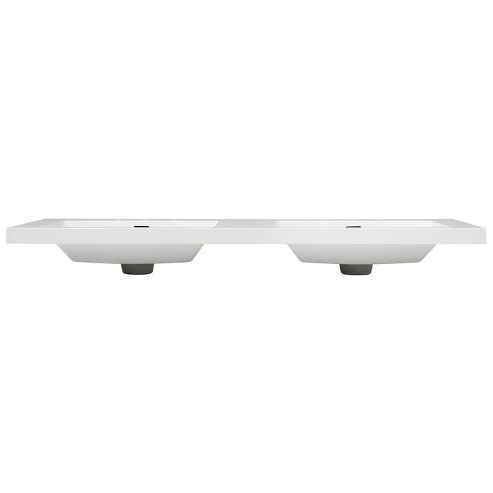 Vanity Top With Undermount Rectangular Double Sinks, Faucet Holes - White