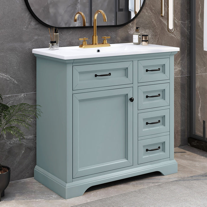 36" Bathroom Vanity With Sink, 2 Tip-Out Drawers, Soft Close Hinges