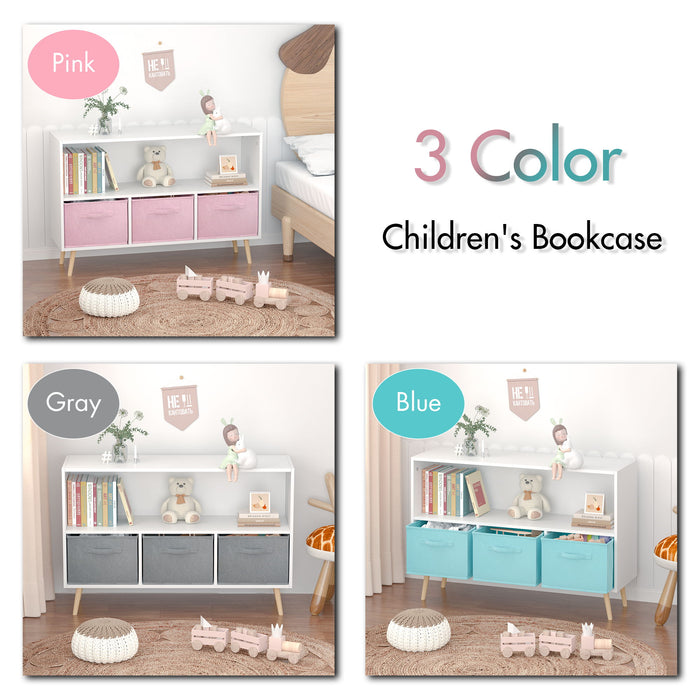 Bookcase With Collapsible Drawers, Book Display Organizer