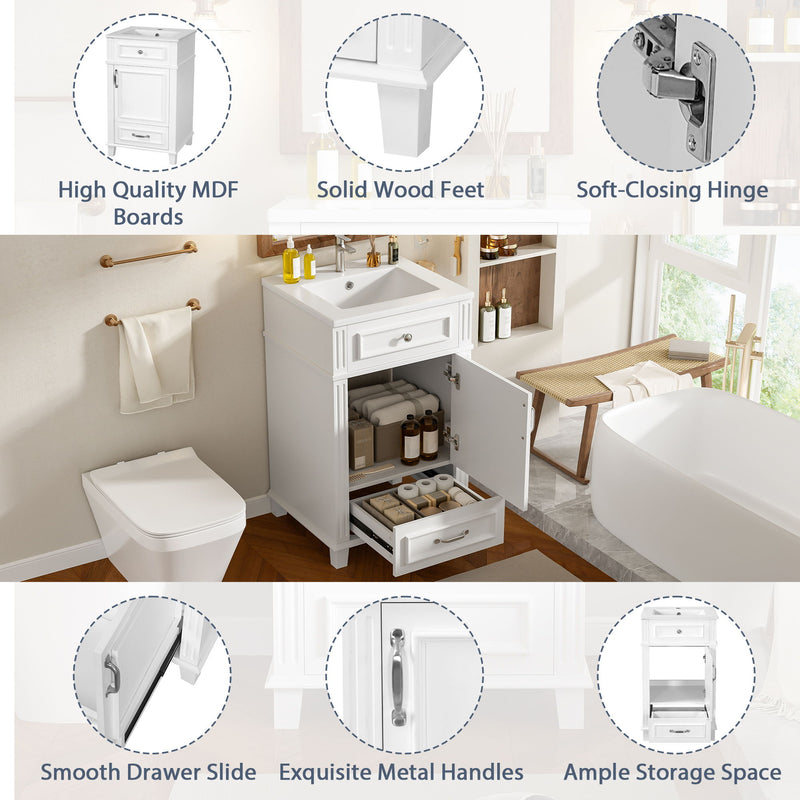 Bathroom Vanity With Sink, Drawer & Soft Closing Door