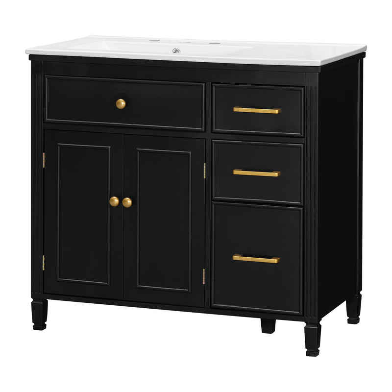 Bathroom Vanity With Sink Top, 3 Soft Closing Drawers