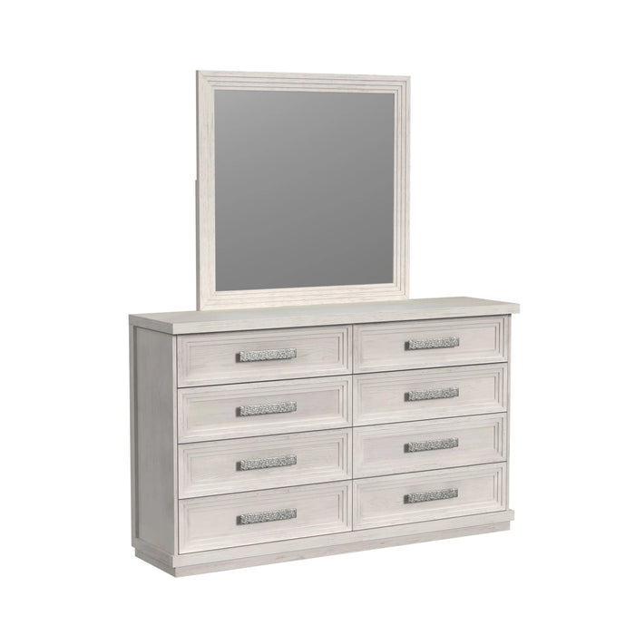 Avalanche Dresser and Mirror Set in Antique White
