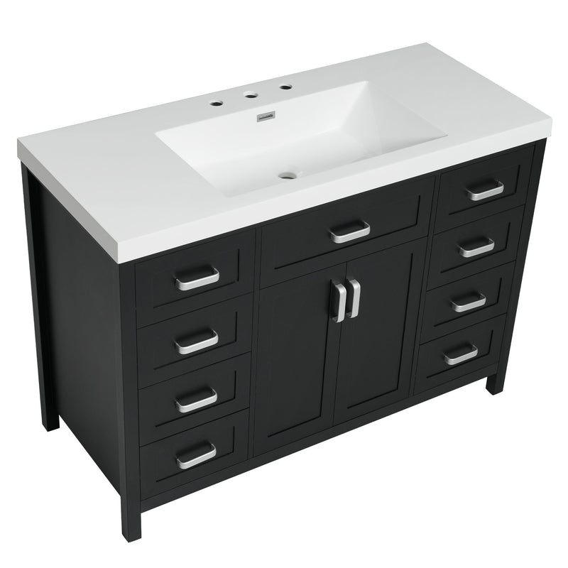 Bathroom Vanity With Sink, 2 Doors 8 Drawers, Soft Close System, Classic Design