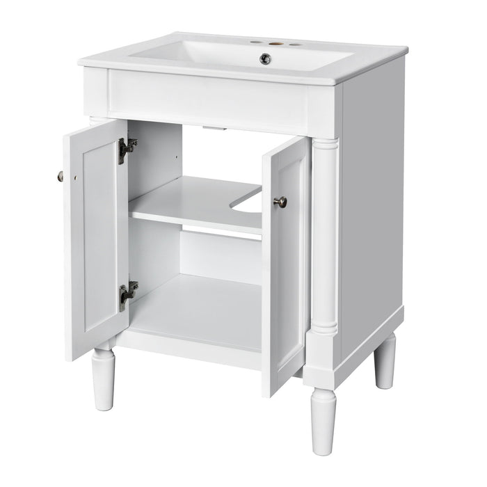 Bathroom Vanity With Top Sink, 2 Tier Storage Cabinet