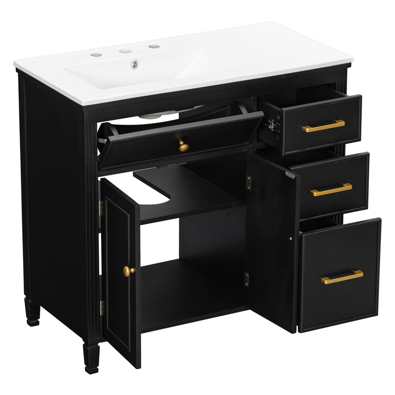 Bathroom Vanity With Sink Top, 3 Soft Closing Drawers