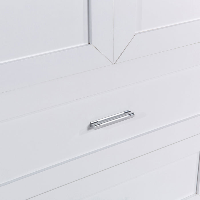 Tall Bathroom Storage Cabinet With 2 Doors And Drawers, Adjustable Shelf