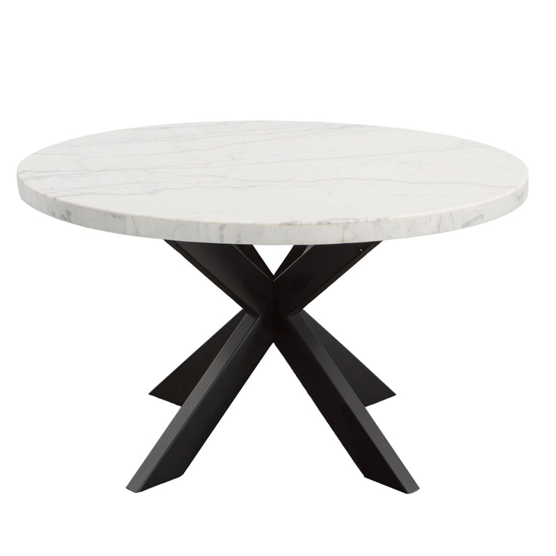 Xena - Marble Top Round Table - White / Black