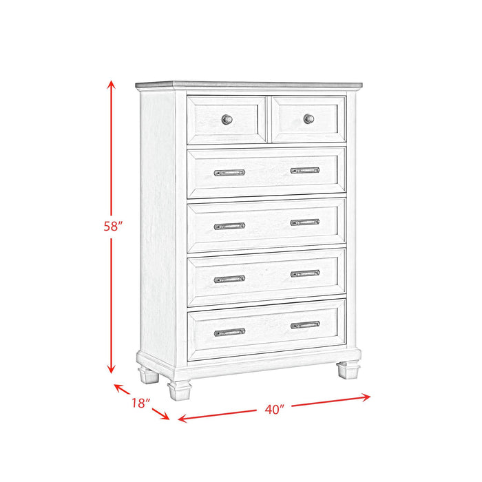 Farmington - 5 Drawer Chest - Medium Brown / Washed Stone